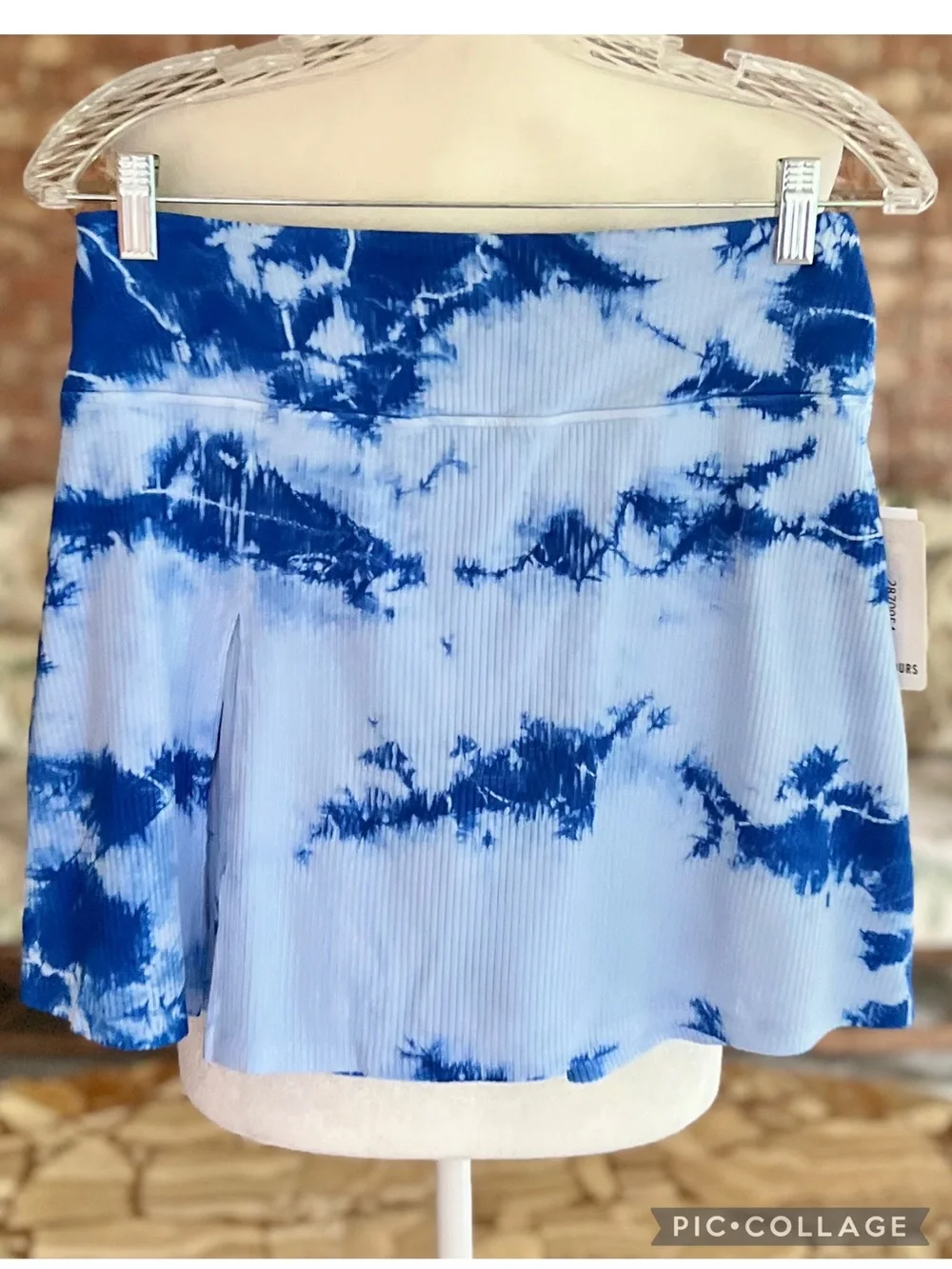 Year of Ours Blue Tie Dye Ribbed Knit Skort NWT M Activewear Pickleball